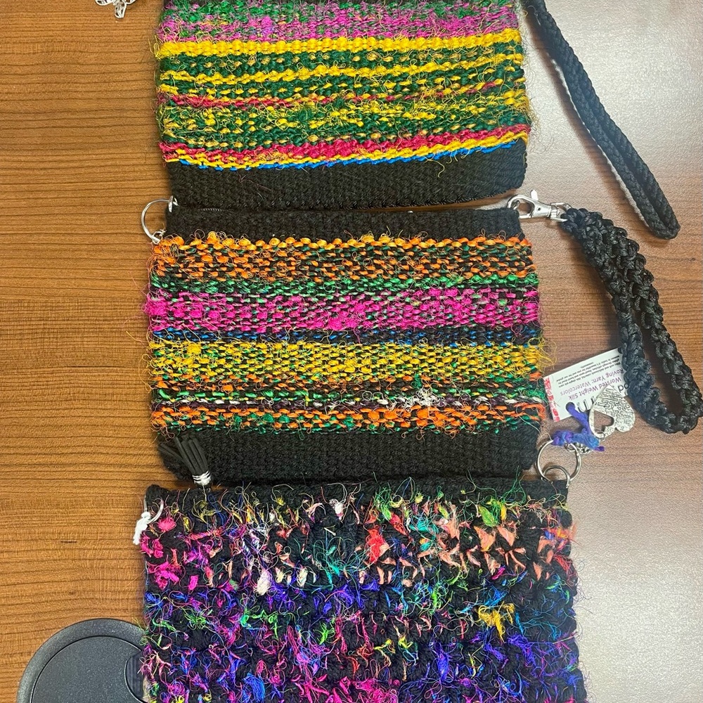 Colorful Handwoven silk yarn clutch